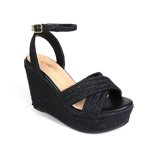 Women's Cross Espadrille Ankle Strap Wedges Heel - DELIGHT1