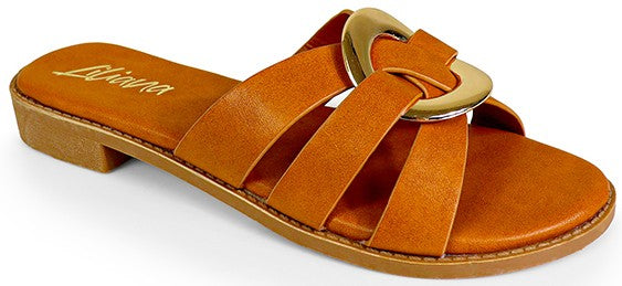 Women's Metallic Ring Flat Casual Sandal - MAY1