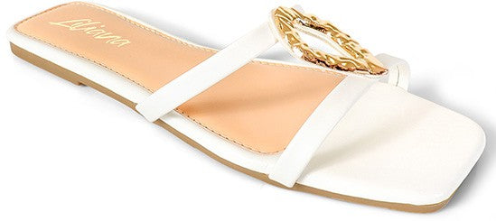 Women's Square Toe Slip On Casual Sandal- ELOWEN1