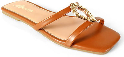 Women's Square Toe Slip On Casual Sandal- ELOWEN1