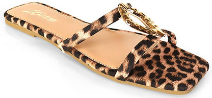 Women's Square Toe Slip On Casual Sandal- ELOWEN1