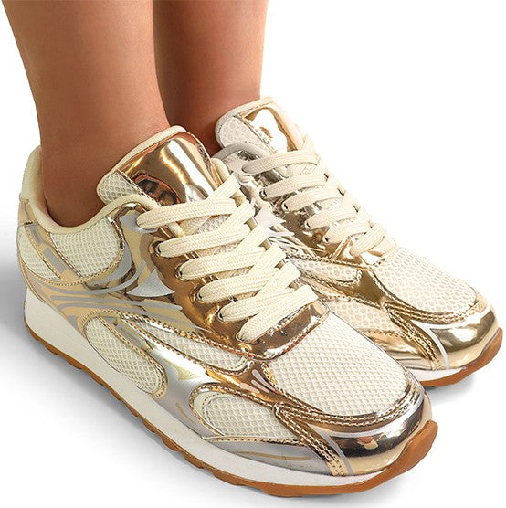 Women's  Lace Up Mesh Flat Fashion Sneakers - STELLA4