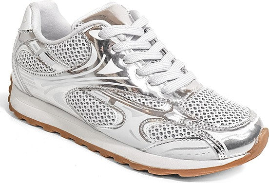 Women's  Lace Up Mesh Flat Fashion Sneakers - STELLA4
