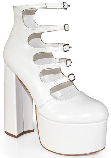 Women's Buckled Strap Platform Dress Heel- DOROLA22