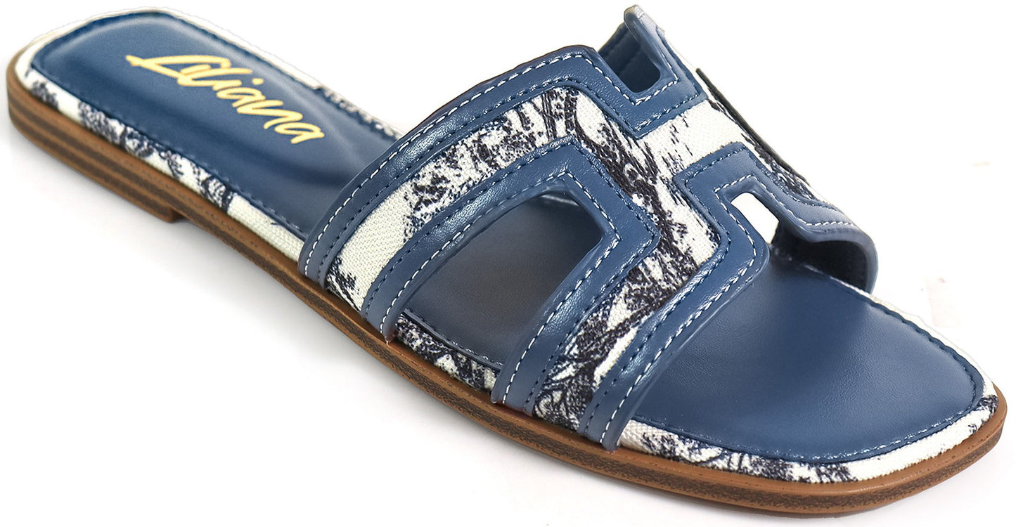 Women's H Toe Band Square Toe Flat Sandal- KIARA1