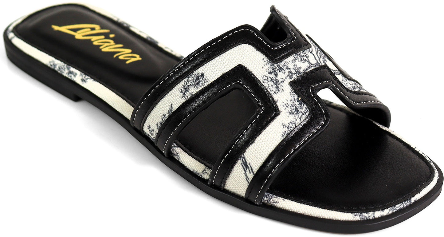Women's H Toe Band Square Toe Flat Sandal- KIARA1