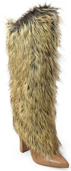 Women's Furry Fur Chunky Fashion Booties -FANCY1