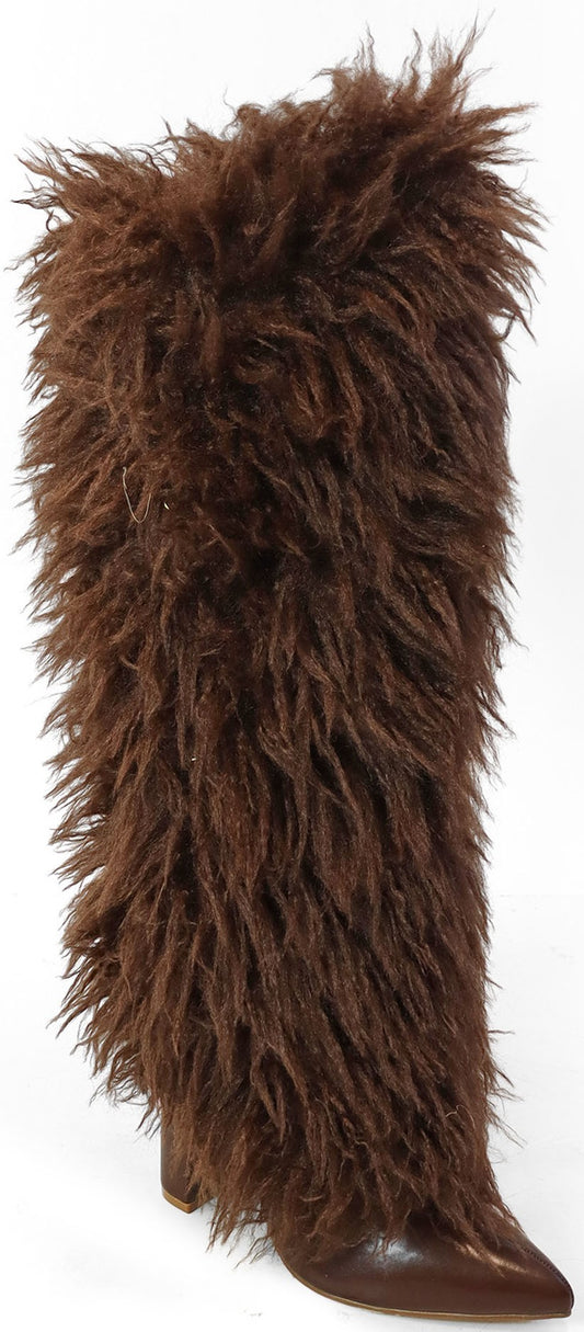 Women's Furry Fur Chunky Fashion Booties -FANCY1