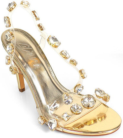 Women's Rhinestone Clear Band Dress Heel- NIKIA244