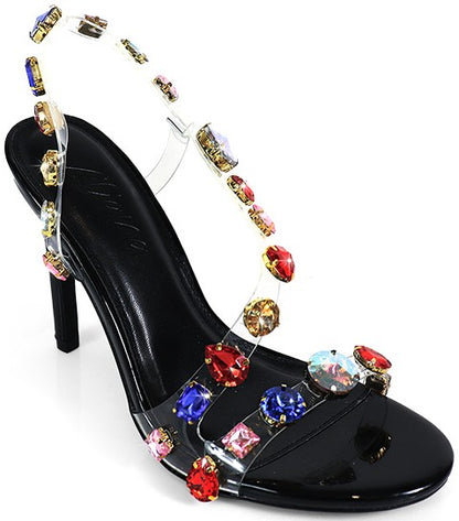 Women's Rhinestone Clear Band Dress Heel- NIKIA244