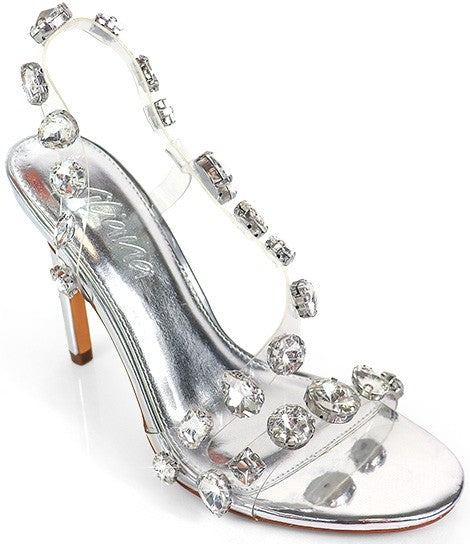 Women's Rhinestone Clear Band Dress Heel- NIKIA244