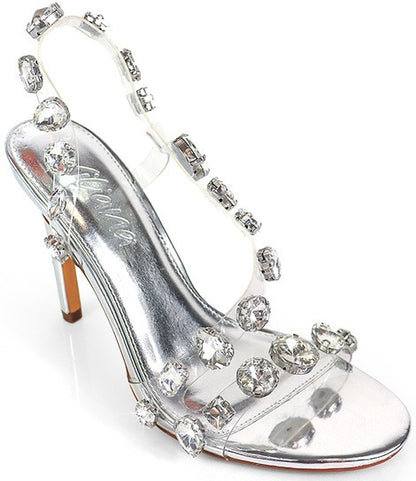 Women's Rhinestone Clear Band Dress Heel- NIKIA244