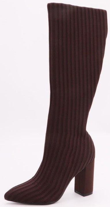 Women's Knit Material High Heel Boots - BELLFLEUR17