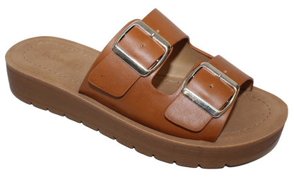 Women's  Buckled Dual Band Flat Slippers  - MARLEE8