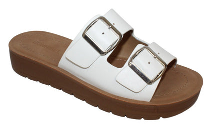 Women's  Buckled Dual Band Flat Slippers  - MARLEE8