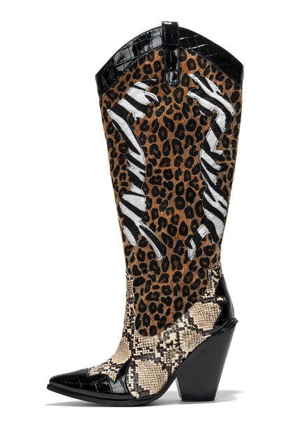 Women's Animal Print Cowboy Boots-  KARINE